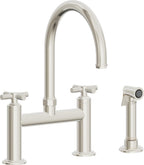 California Faucets Descanso Llave de Cocina Tipo Puente Industrial con Rociador Lateral - Pico en Arco - Níquel Pulido