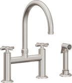 California Faucets Descanso Llave de Cocina Tipo Puente Industrial con Rociador Lateral - Pico en Arco - Acero Inoxidable Ultra