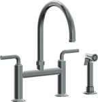 California Faucets Descanso Llave de Cocina Tipo Puente Industrial con Rociador Lateral - Pico en Arco - Níquel Negro