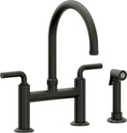 California Faucets Descanso Llave de Cocina Tipo Puente Industrial con Rociador Lateral - Pico en Arco - Bronce Bella Terra