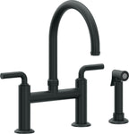 California Faucets Descanso Llave de Cocina Tipo Puente Industrial con Rociador Lateral - Pico en Arco - Carbón