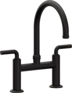 California Faucets Descanso Llave de Cocina Tipo Puente Industrial con Rociador Lateral - Pico en Arco - Negro Mate
