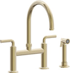 California Faucets Descanso Llave de Cocina Tipo Puente Industrial con Rociador Lateral - Pico en Arco - Latón Pulido