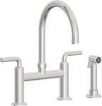 California Faucets Descanso Llave de Cocina Tipo Puente Industrial con Rociador Lateral - Pico en Arco - Cromo Pulido