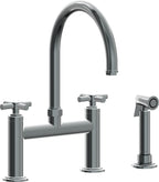 California Faucets Descanso Llave de Cocina Tipo Puente Industrial con Rociador Lateral - Pico en Arco - Níquel Negro