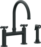 California Faucets Descanso Llave de Cocina Tipo Puente Industrial con Rociador Lateral - Pico en Arco - Carbón