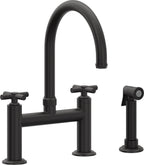 California Faucets Descanso Llave de Cocina Tipo Puente Industrial con Rociador Lateral - Pico en Arco - Negro Mate