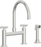 California Faucets Descanso Llave de Cocina Tipo Puente Industrial con Rociador Lateral - Pico en Arco - Cromo Pulido