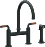 California Faucets Descanso Llave de Cocina Tipo Puente Industrial con Rociador Lateral - Pico en Arco - Carbón