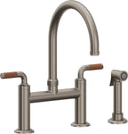 California Faucets Descanso Llave de Cocina Tipo Puente Industrial con Rociador Lateral - Pico en Arco - Grafito