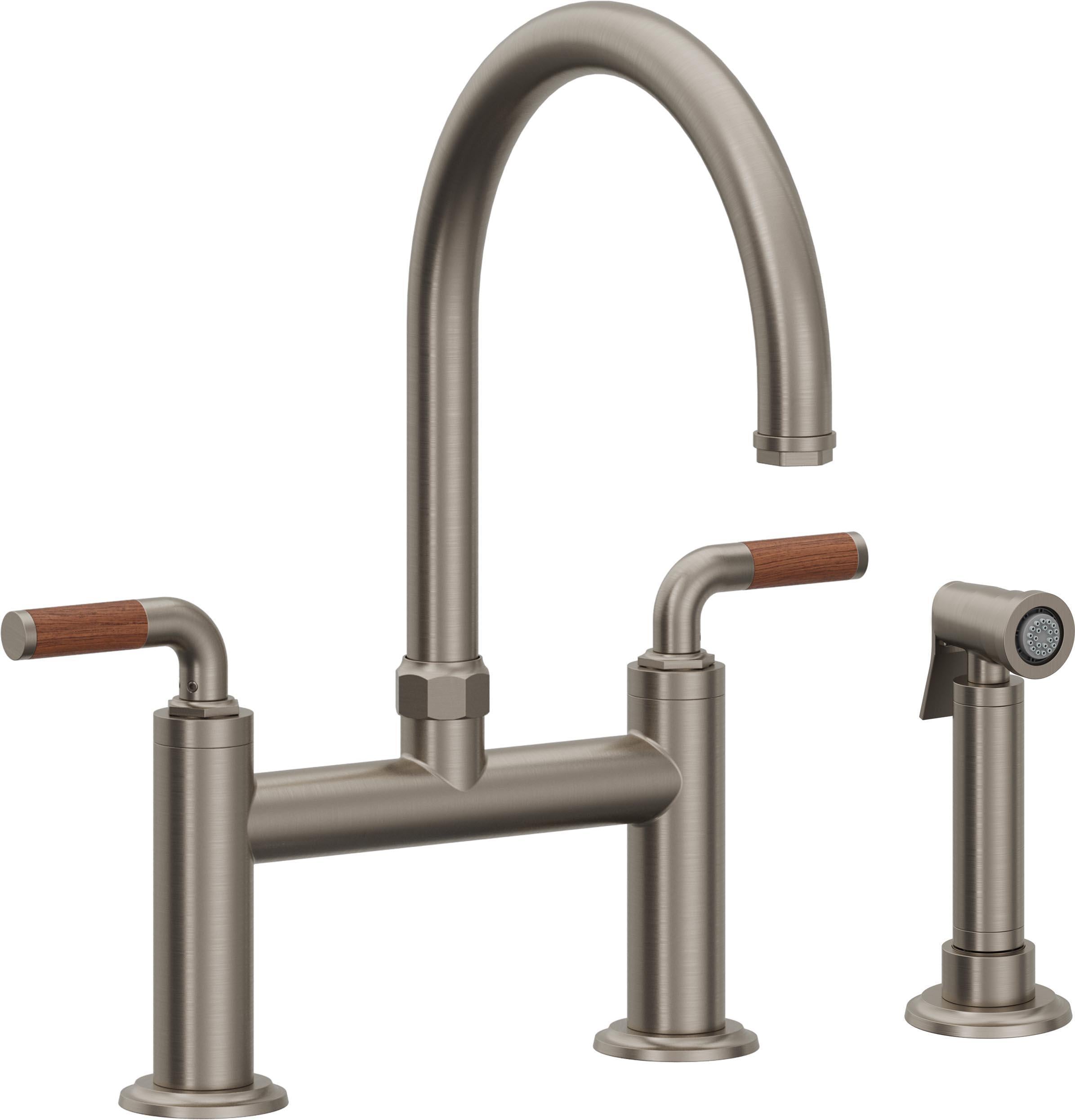 California Faucets Descanso Llave de Cocina Tipo Puente Industrial con Rociador Lateral - Pico en Arco - Grafito