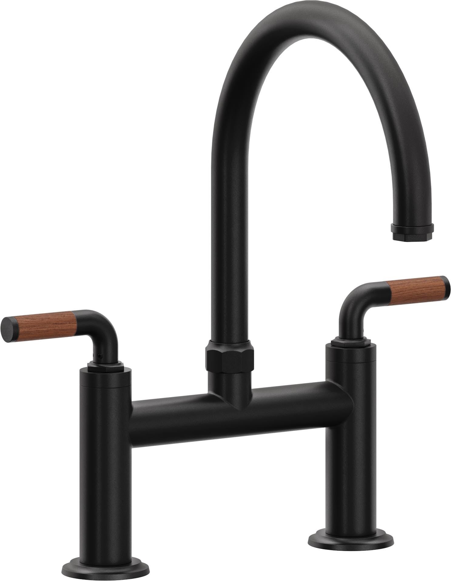 California Faucets Descanso Llave de Cocina Tipo Puente Industrial con Rociador Lateral - Pico en Arco - Negro Mate