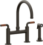 California Faucets Descanso Llave de Cocina Tipo Puente Industrial con Rociador Lateral - Pico en Arco - Bronce Oscuro