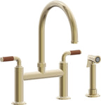 California Faucets Descanso Llave de Cocina Tipo Puente Industrial con Rociador Lateral - Pico en Arco - Latón Pulido
