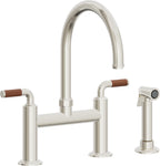 California Faucets Descanso Llave de Cocina Tipo Puente Industrial con Rociador Lateral - Pico en Arco - Níquel Pulido