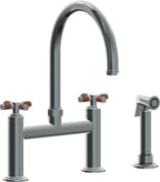 California Faucets Descanso Llave de Cocina Tipo Puente Industrial con Rociador Lateral - Pico en Arco - Níquel Negro