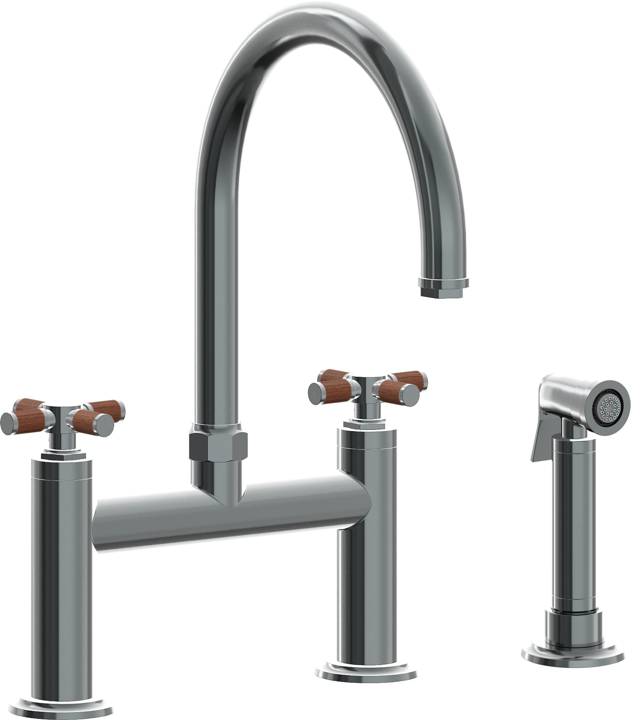 California Faucets Descanso Llave de Cocina Tipo Puente Industrial con Rociador Lateral - Pico en Arco - Níquel Negro