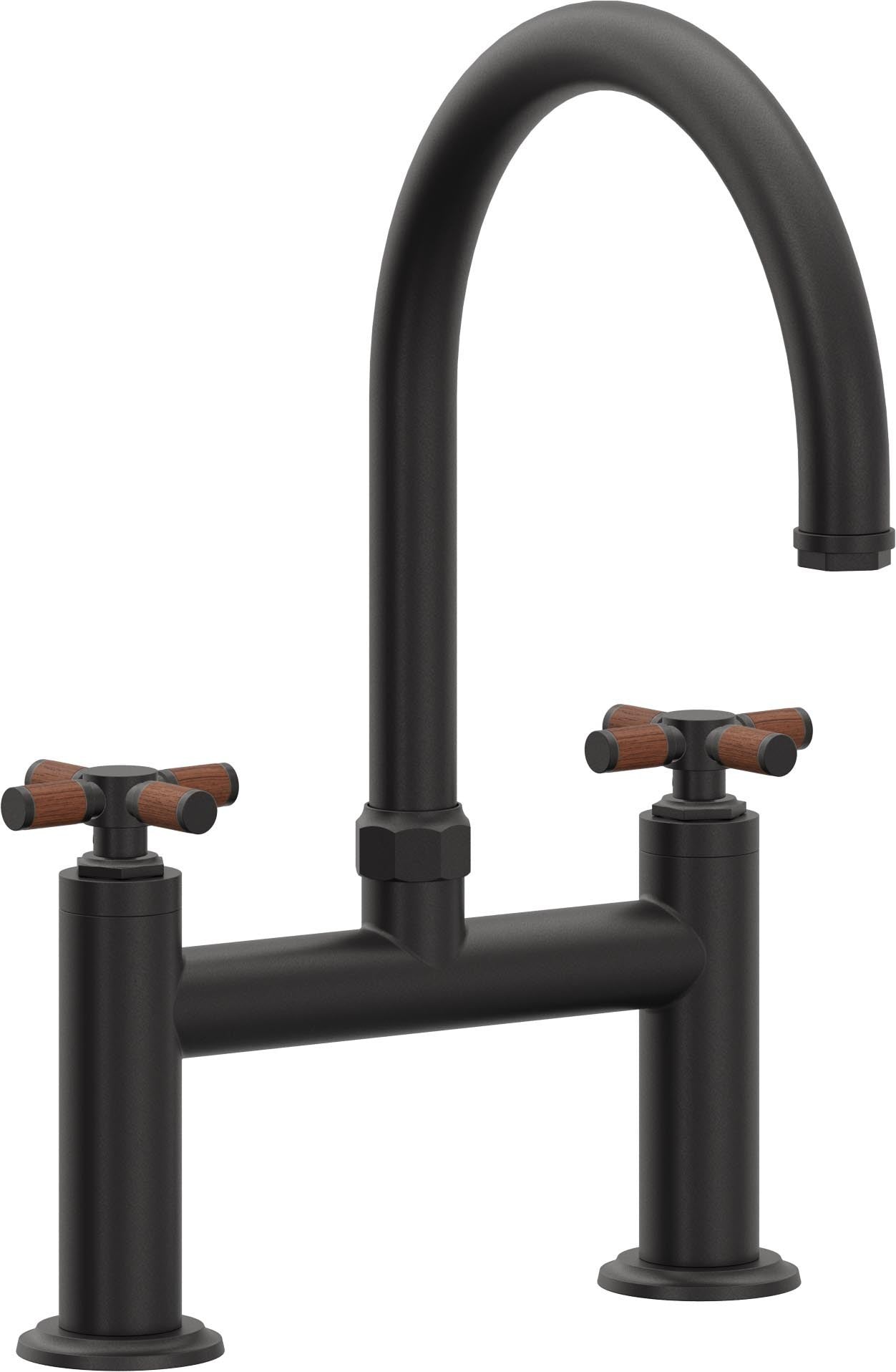 California Faucets Descanso Llave de Cocina Tipo Puente Industrial con Rociador Lateral - Pico en Arco - Negro Mate