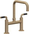 California Faucets Descanso Llave de Cocina Tipo Puente Industrial - Pico Cuadrado - Latón Antiguo Mate