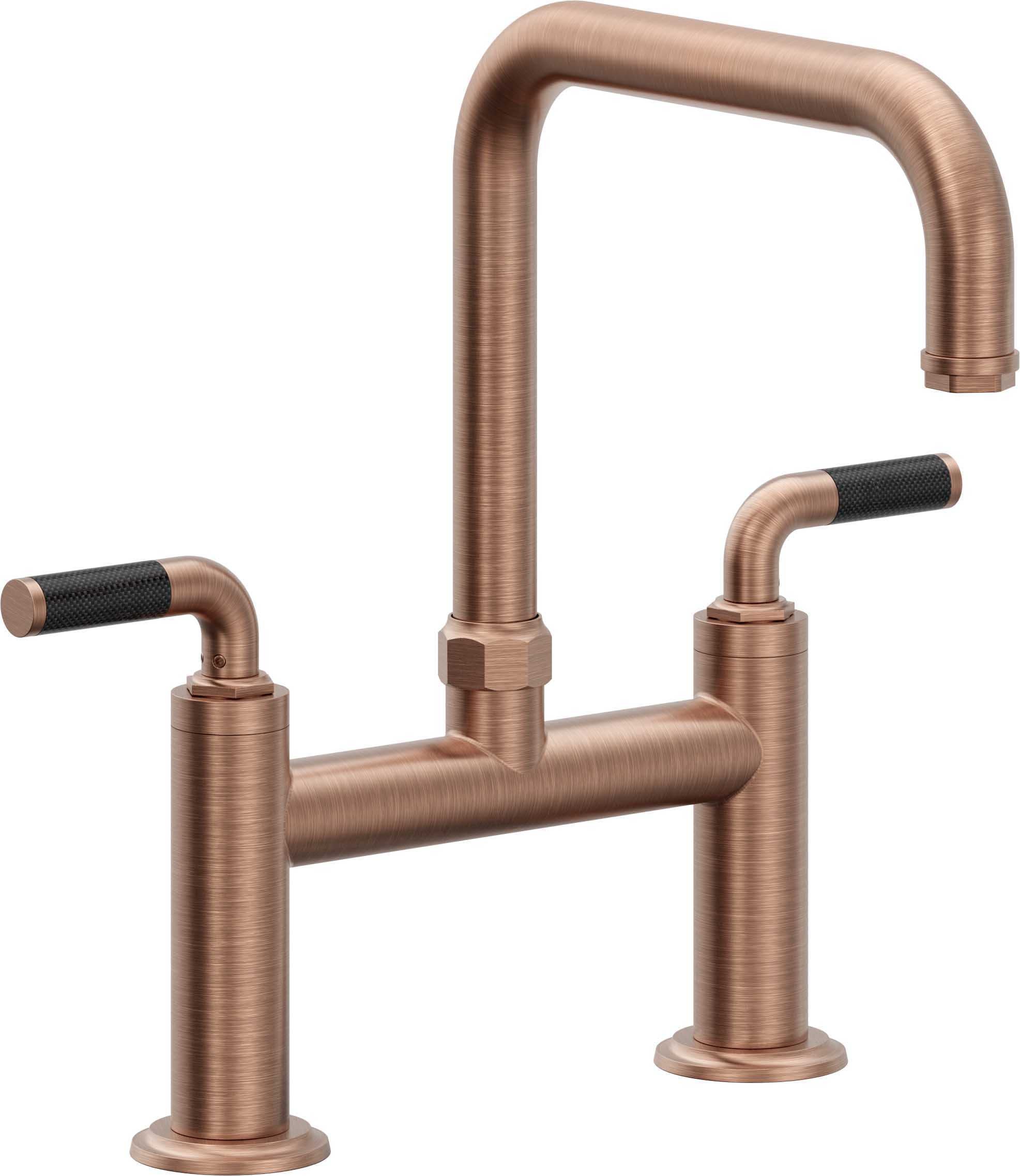 California Faucets Descanso Llave de Cocina Tipo Puente Industrial - Pico Cuadrado - Cobre Antiguo Mate