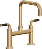 California Faucets Descanso Llave de Cocina Tipo Puente Industrial - Pico Cuadrado - Latón Bruñido