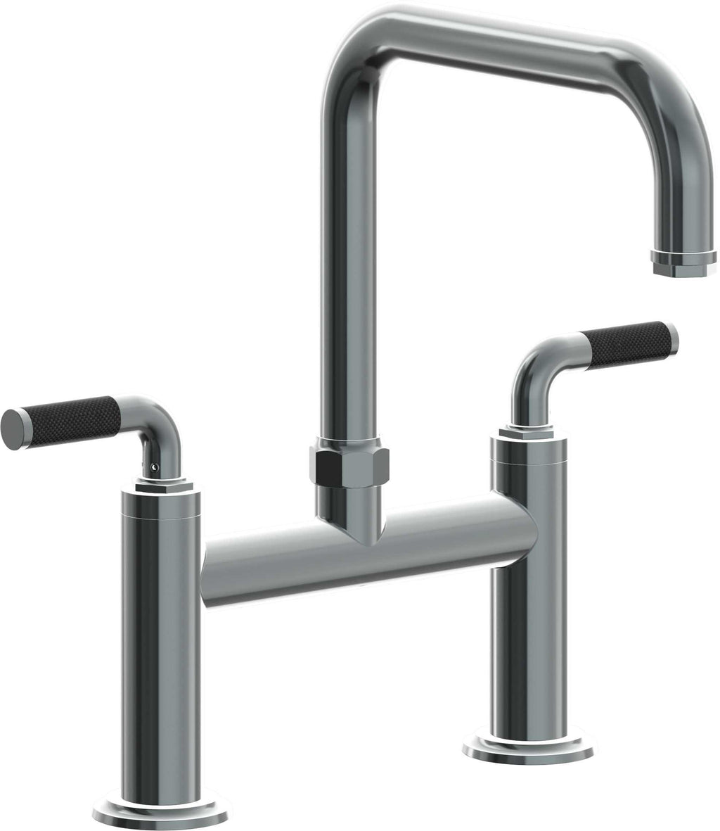 California Faucets Descanso Llave de Cocina Tipo Puente Industrial - Pico Cuadrado - Níquel Negro