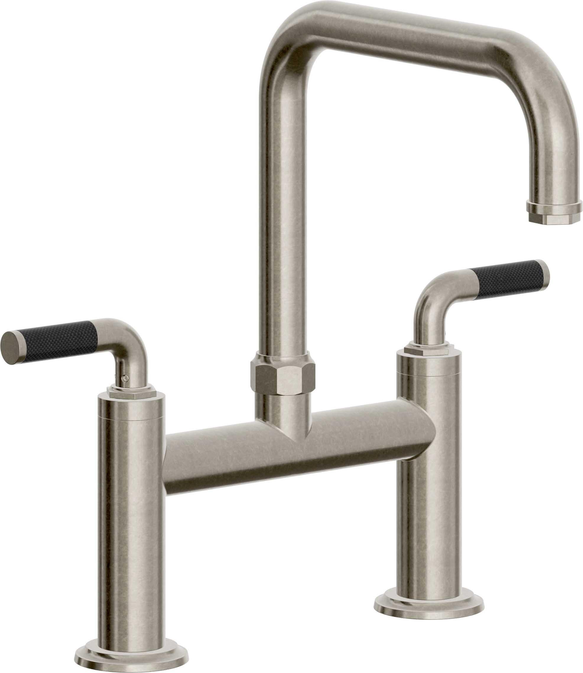 California Faucets Descanso Llave de Cocina Tipo Puente Industrial - Pico Cuadrado - Níquel Bruñido