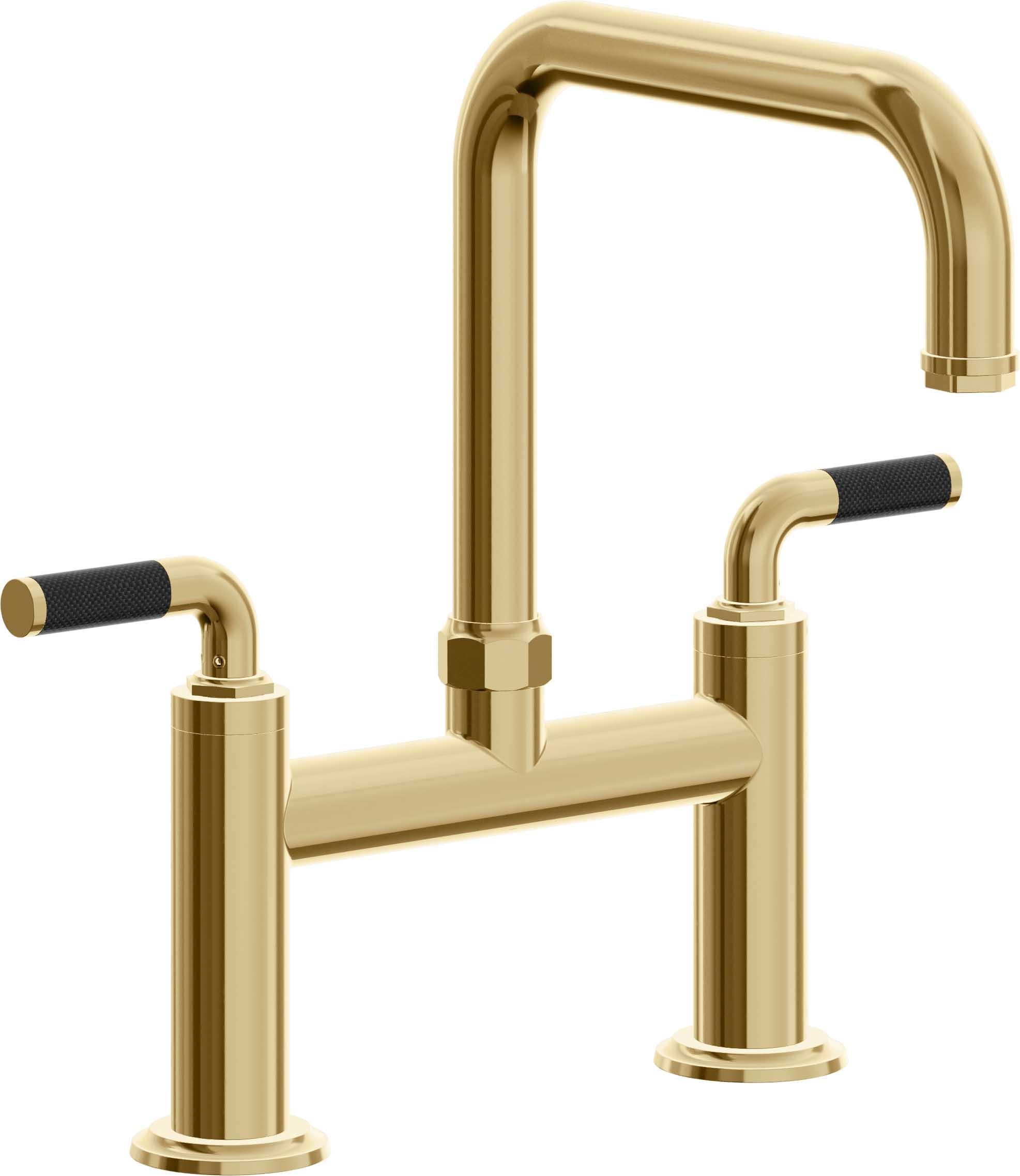 California Faucets Descanso Llave de Cocina Tipo Puente Industrial - Pico Cuadrado - Oro Francés
