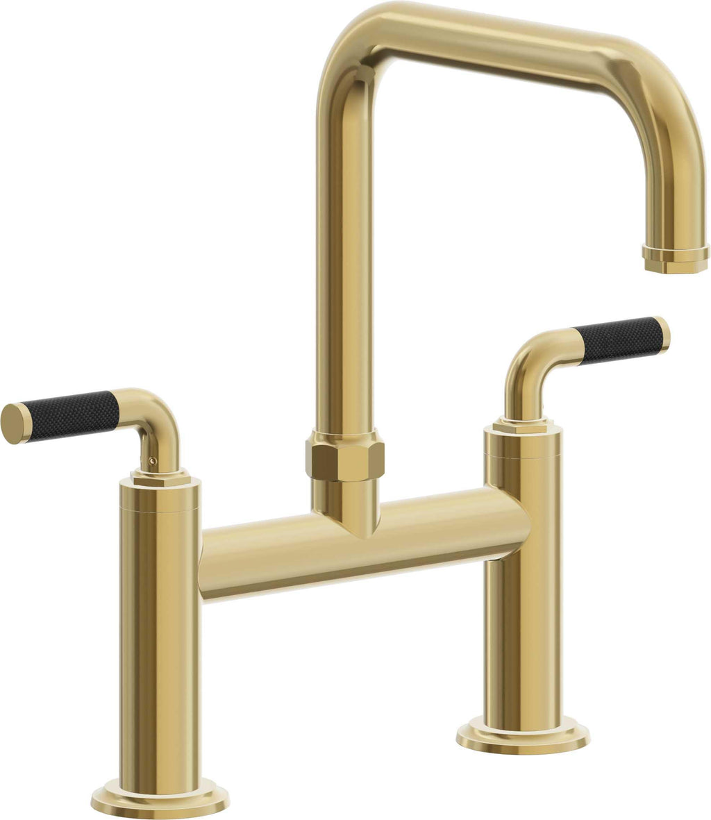 California Faucets Descanso Llave de Cocina Tipo Puente Industrial - Pico Cuadrado - Oro Pulido de por Vida
