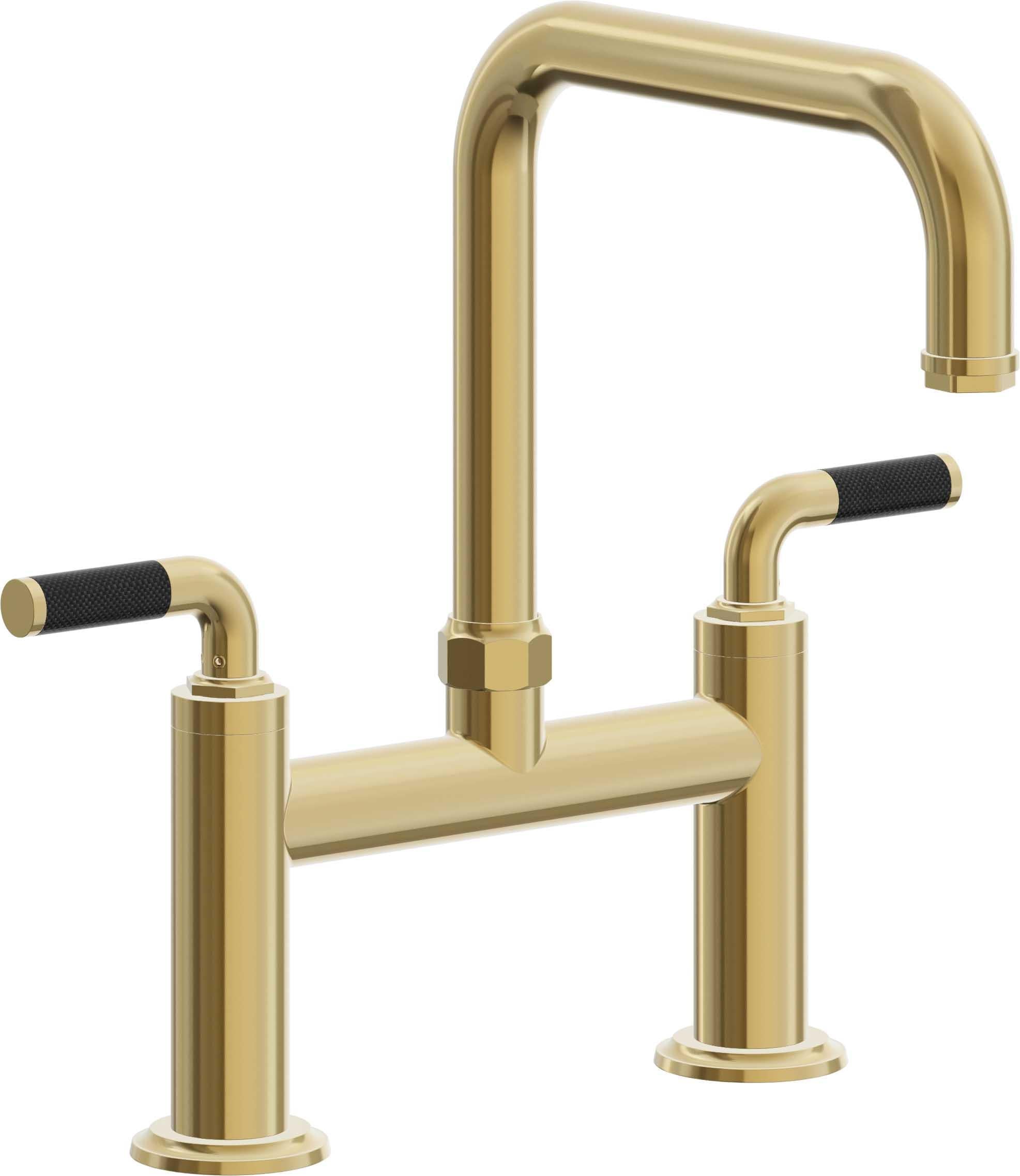 California Faucets Descanso Llave de Cocina Tipo Puente Industrial - Pico Cuadrado - Oro Pulido de por Vida