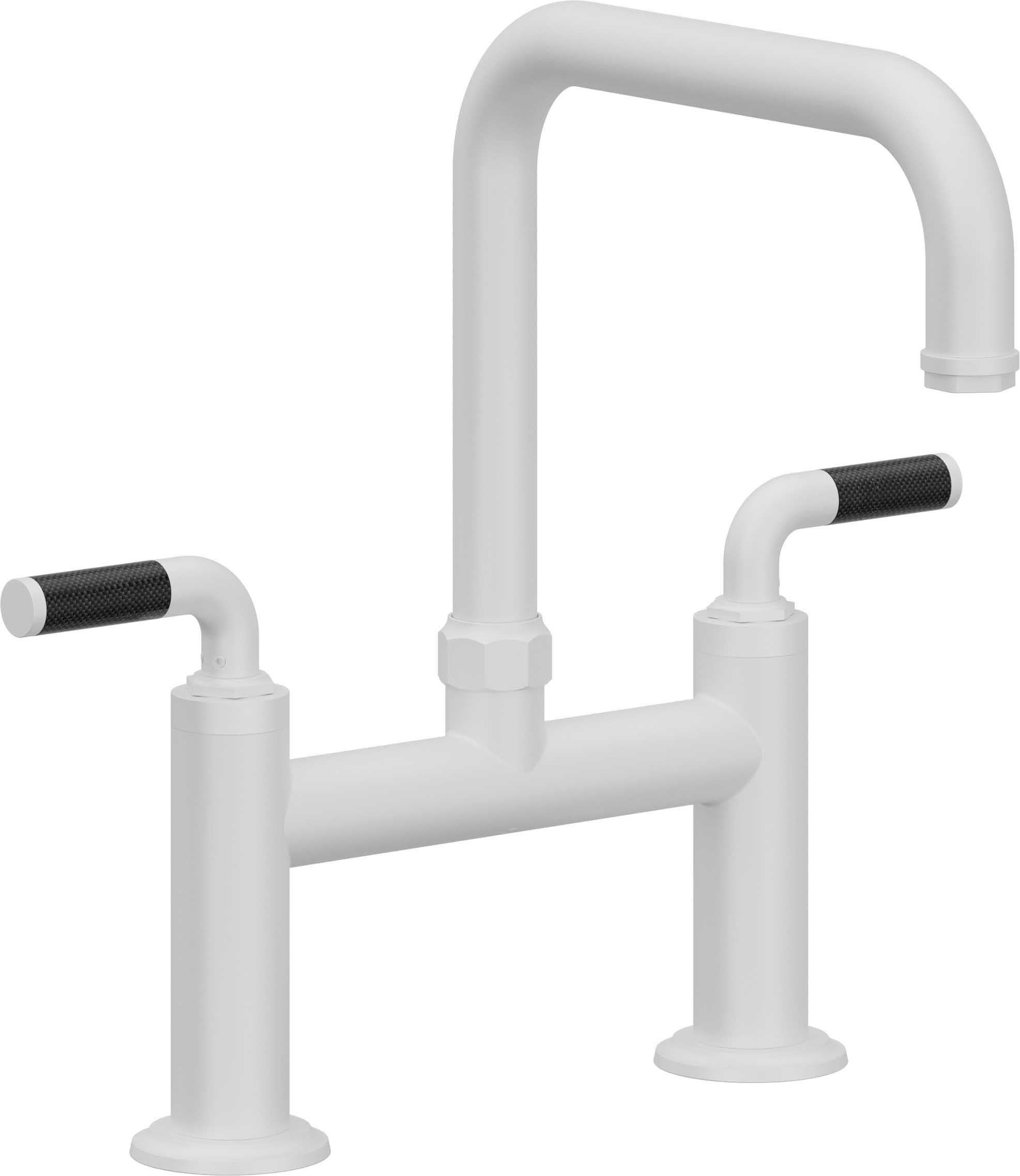 California Faucets Descanso Llave de Cocina Tipo Puente Industrial - Pico Cuadrado - Blanco Mate