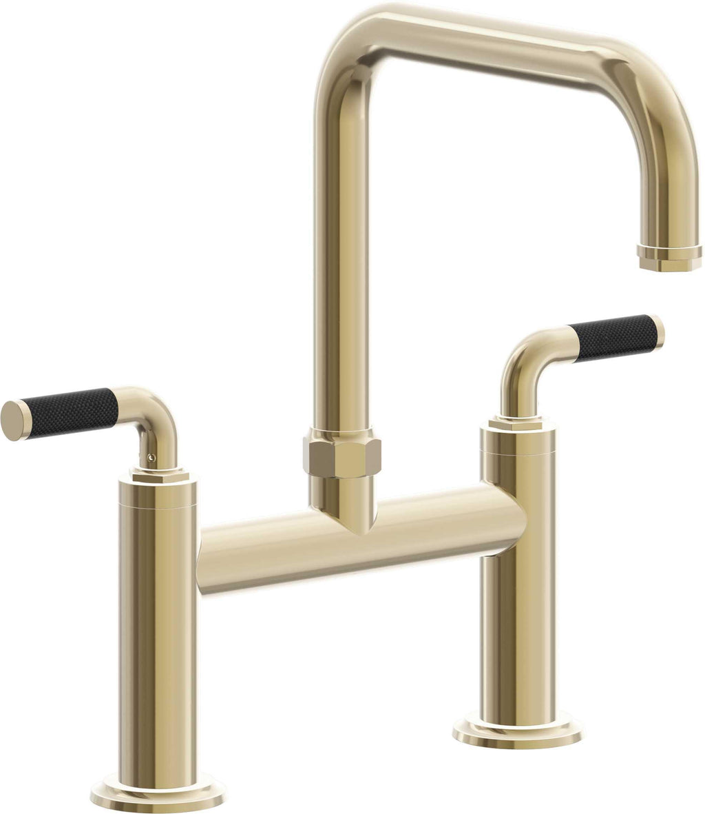 California Faucets Descanso Llave de Cocina Tipo Puente Industrial - Pico Cuadrado - Latón Pulido