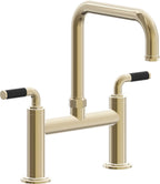 California Faucets Descanso Llave de Cocina Tipo Puente Industrial - Pico Cuadrado - Latón Pulido