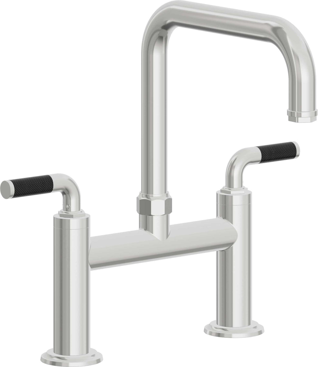 California Faucets Descanso Llave de Cocina Tipo Puente Industrial - Pico Cuadrado - Cromo Pulido