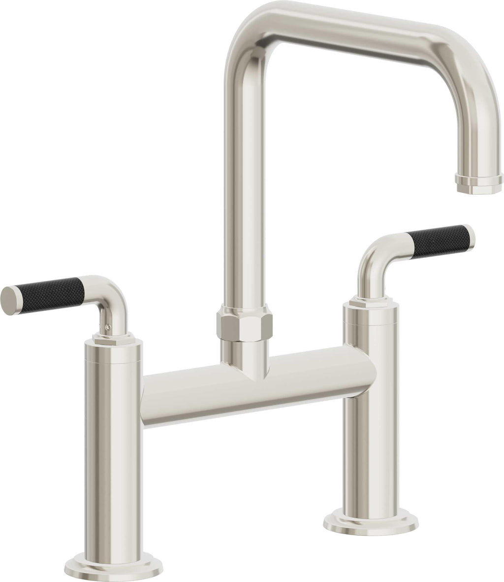 California Faucets Descanso Llave de Cocina Tipo Puente Industrial - Pico Cuadrado - Níquel Pulido