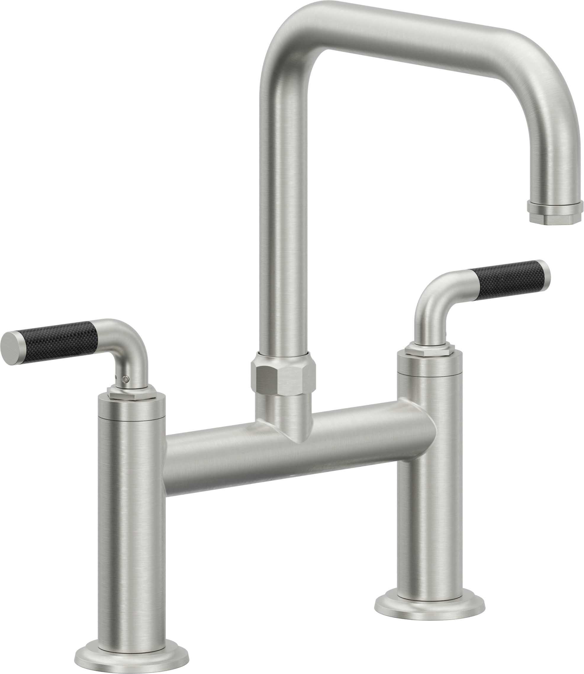 California Faucets Descanso Llave de Cocina Tipo Puente Industrial - Pico Cuadrado - Cromo Satinado
