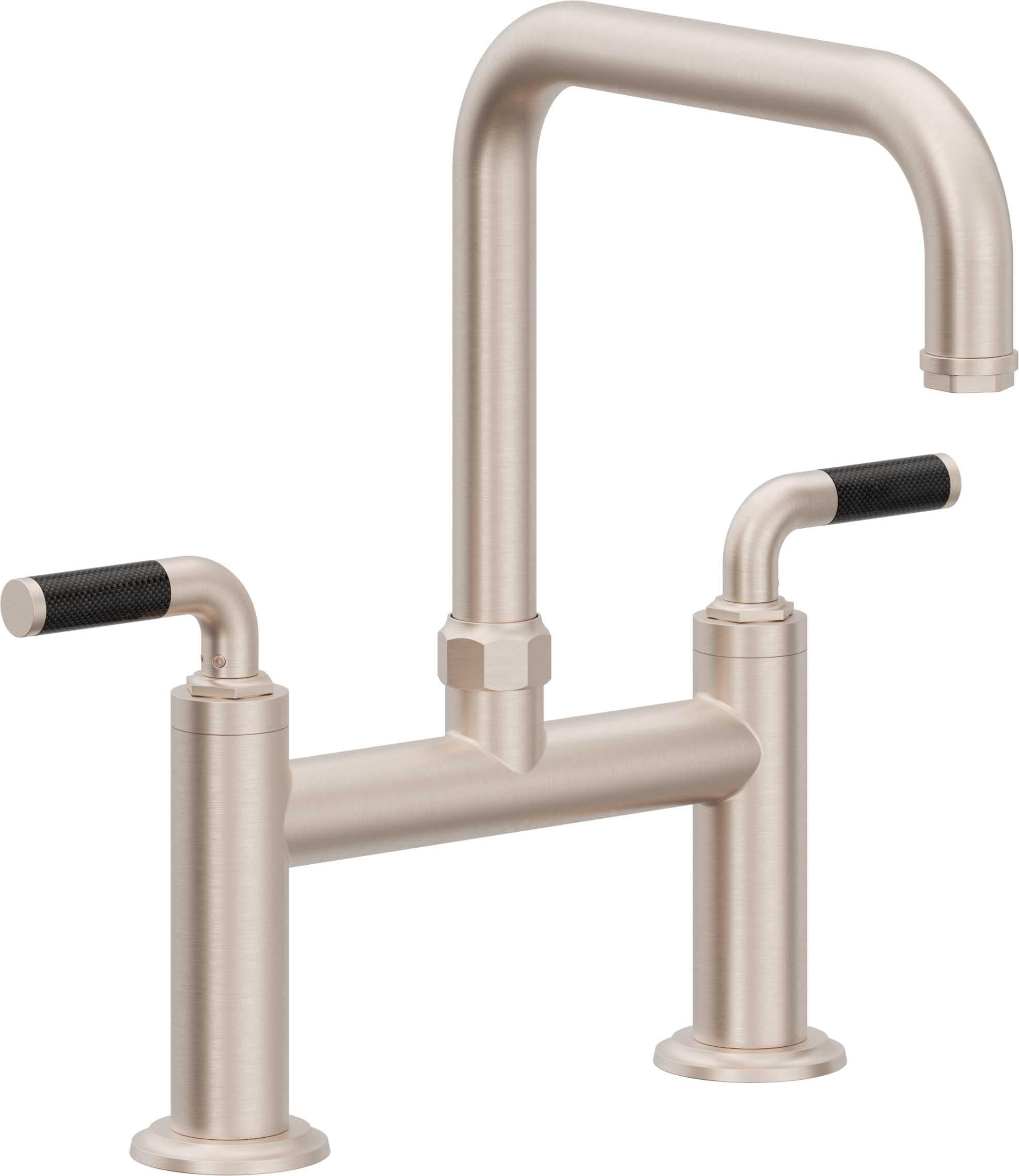 California Faucets Descanso Llave de Cocina Tipo Puente Industrial - Pico Cuadrado - Níquel Satinado