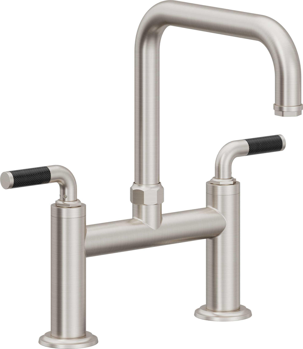 California Faucets Descanso Llave de Cocina Tipo Puente Industrial - Pico Cuadrado - Acero Inoxidable Ultra
