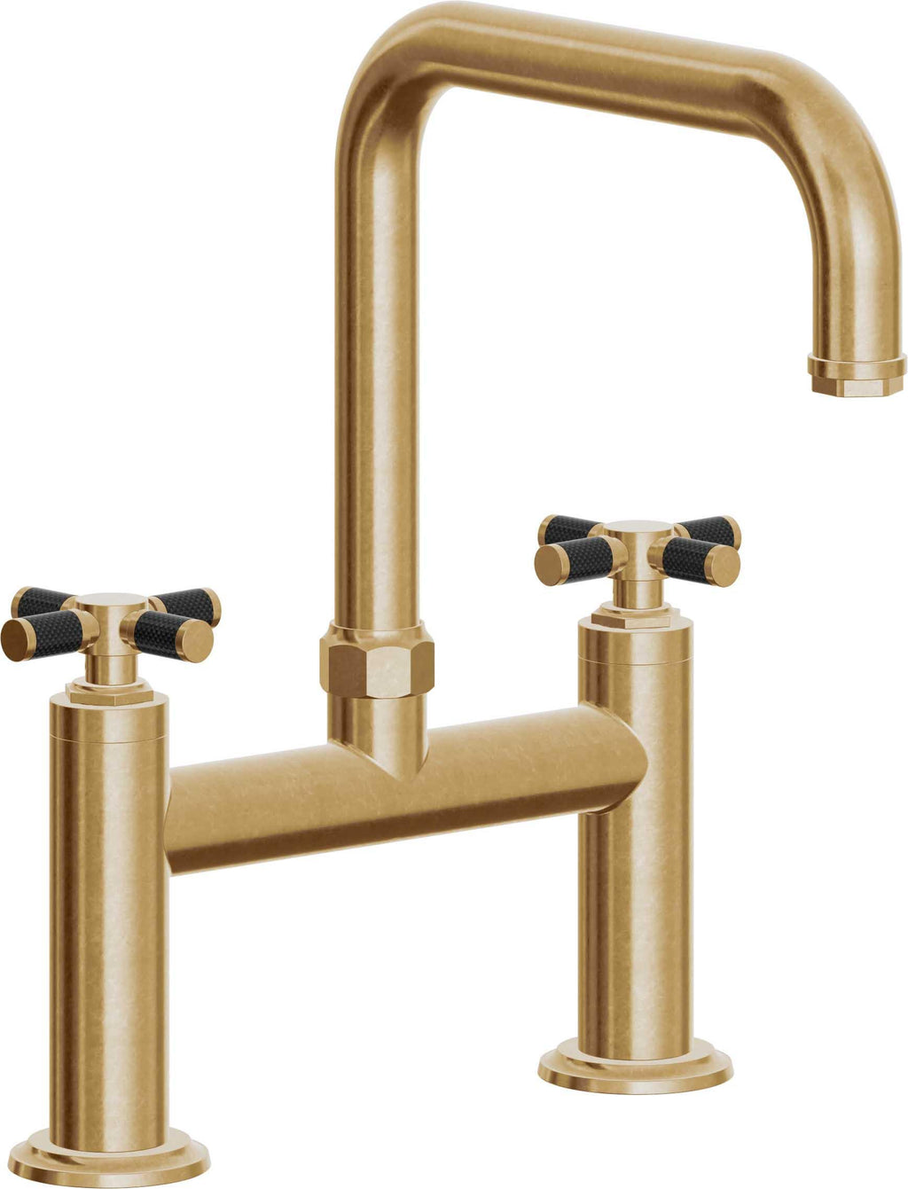 California Faucets Descanso Llave de Cocina Tipo Puente Industrial - Pico Cuadrado - Latón Bruñido