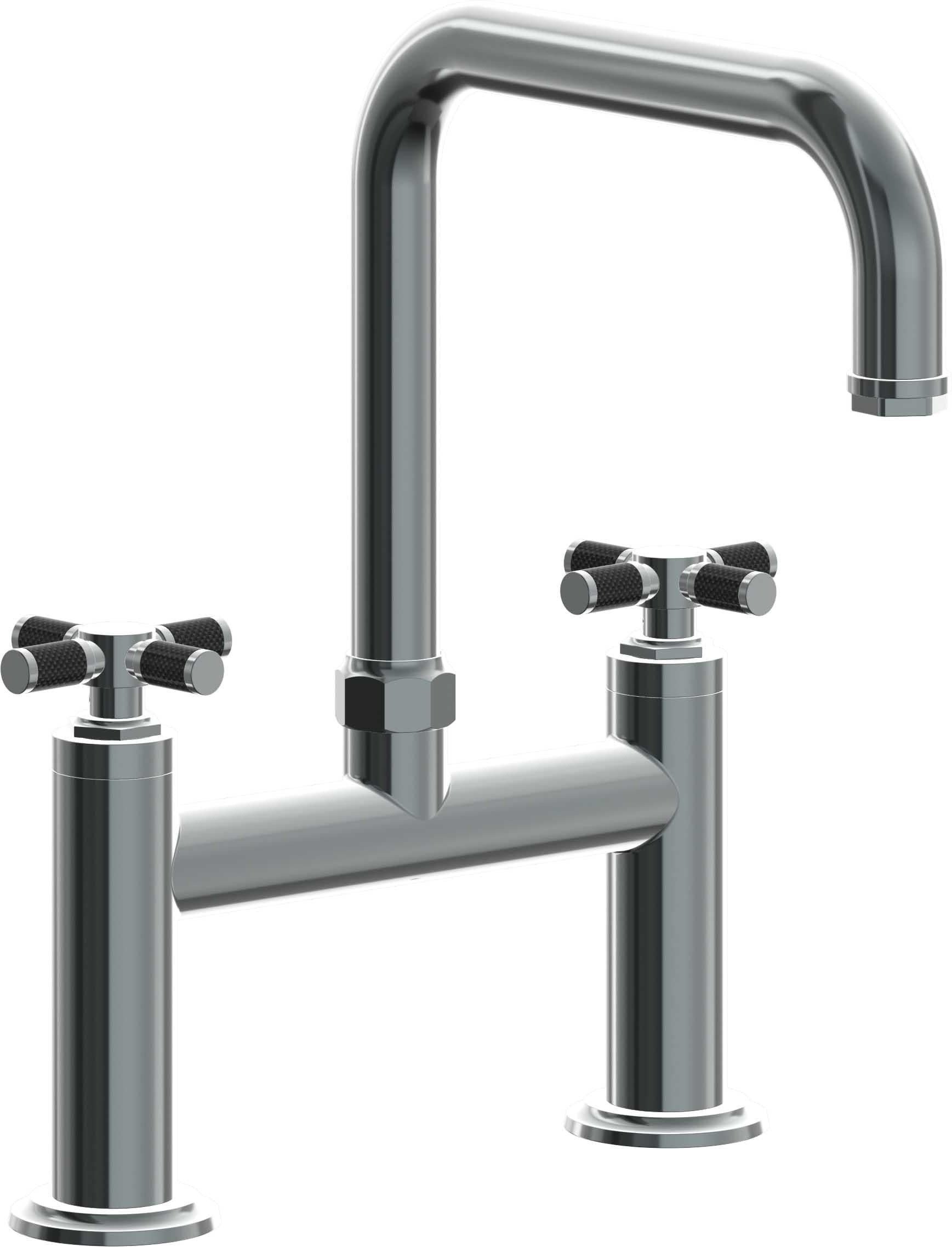California Faucets Descanso Llave de Cocina Tipo Puente Industrial - Pico Cuadrado - Níquel Negro