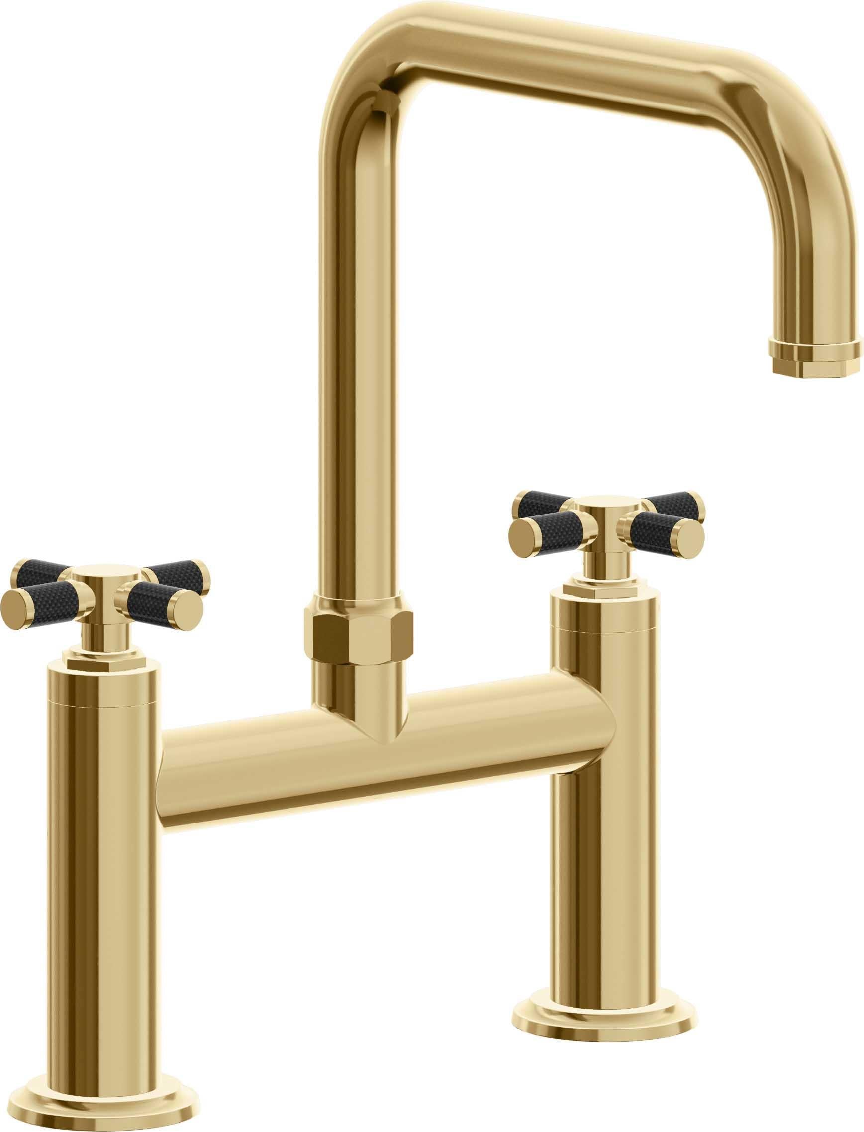 California Faucets Descanso Llave de Cocina Tipo Puente Industrial - Pico Cuadrado - Oro Francés