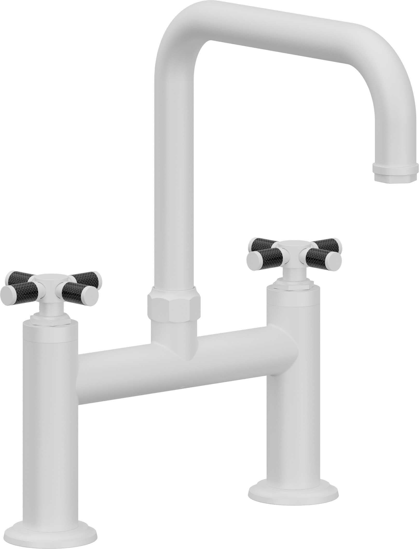 California Faucets Descanso Llave de Cocina Tipo Puente Industrial - Pico Cuadrado - Blanco Mate