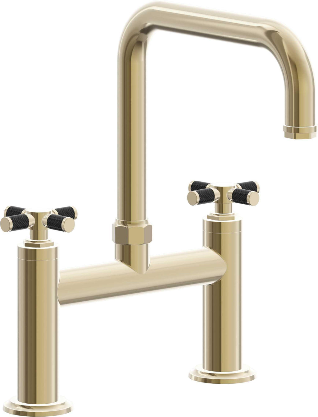 California Faucets Descanso Llave de Cocina Tipo Puente Industrial - Pico Cuadrado - Latón Pulido