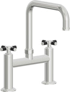 California Faucets Descanso Llave de Cocina Tipo Puente Industrial - Pico Cuadrado - Cromo Pulido