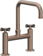 California Faucets Descanso Llave de Cocina Tipo Puente Industrial - Pico Cuadrado - Bronce Satinado