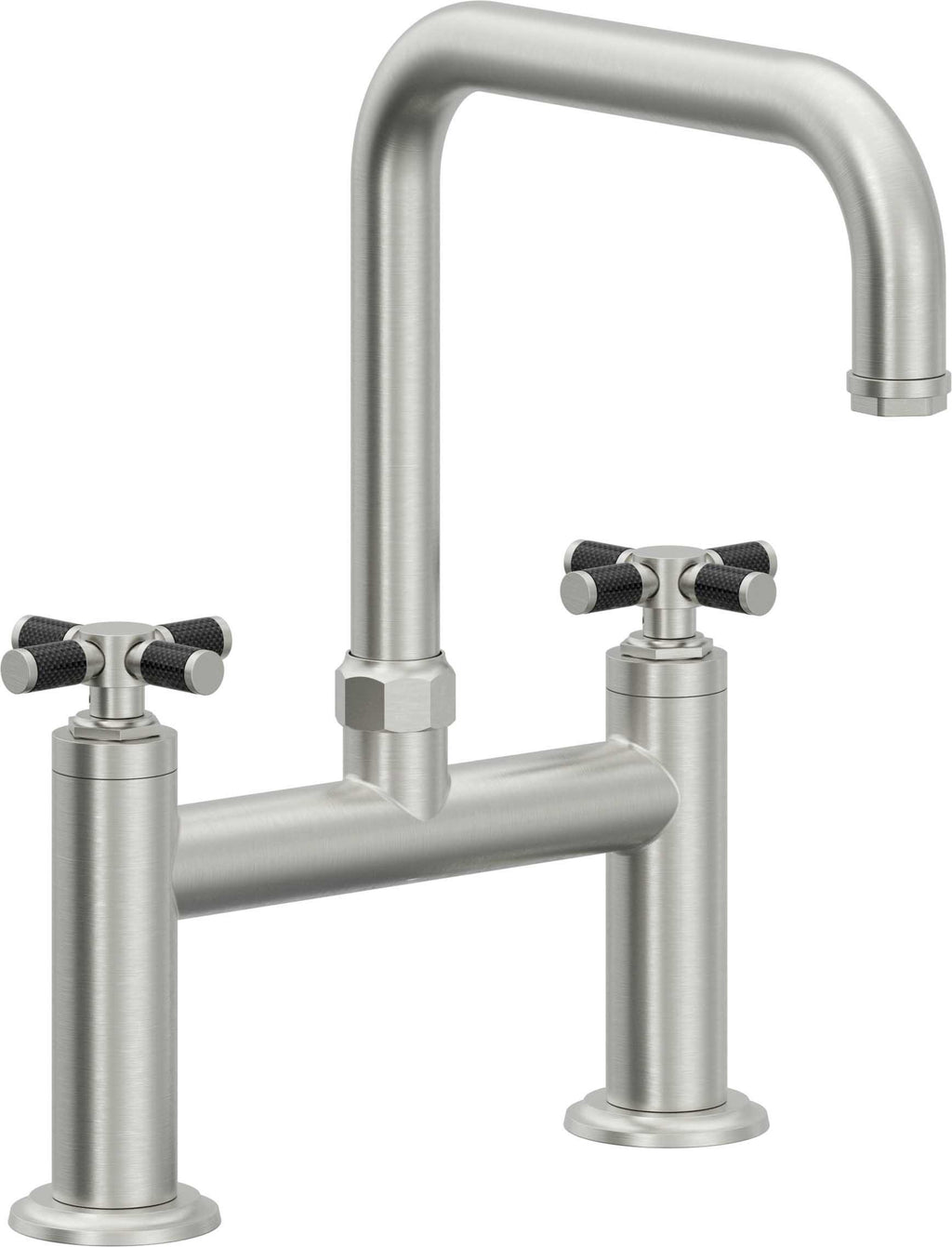 California Faucets Descanso Llave de Cocina Tipo Puente Industrial - Pico Cuadrado - Cromo Satinado