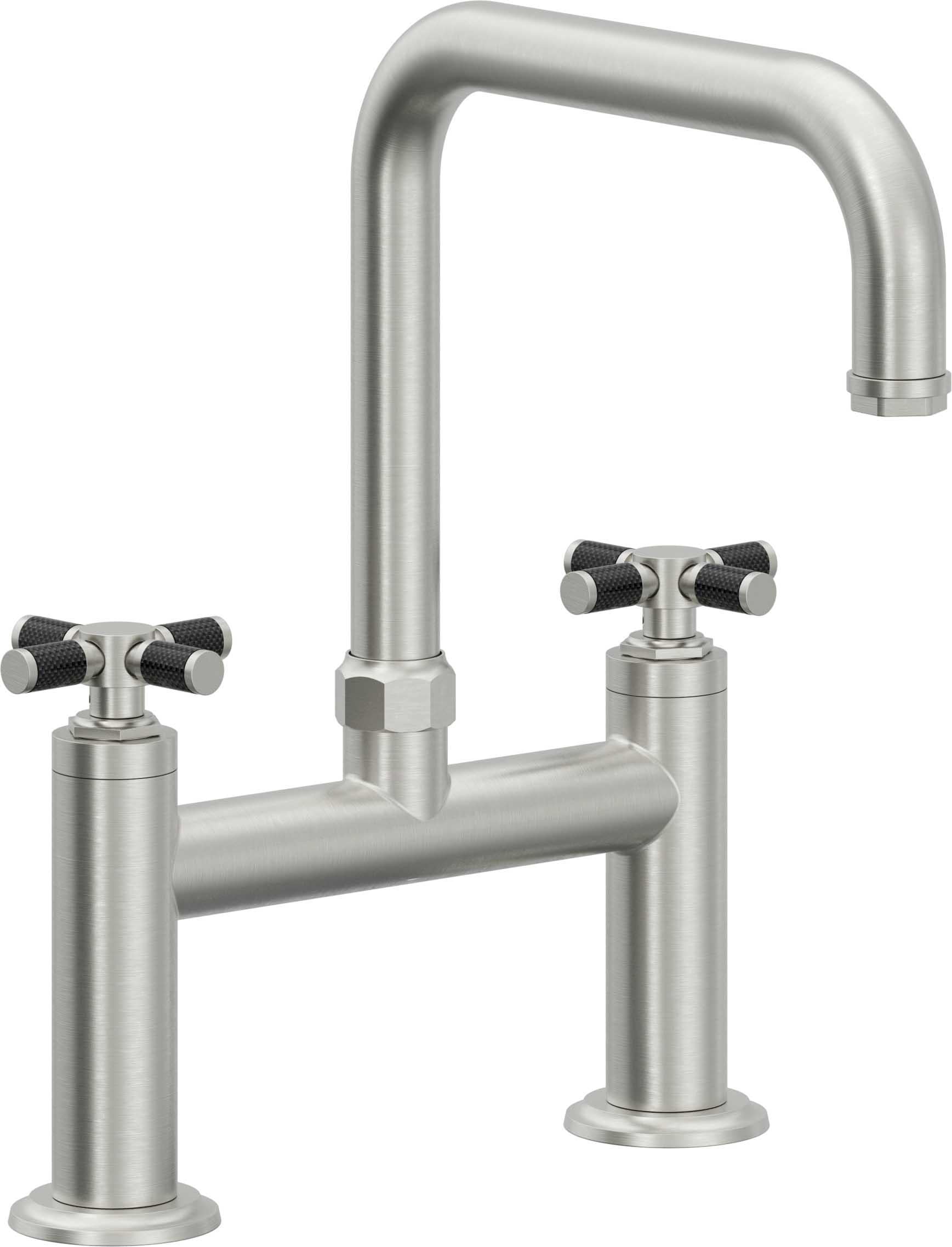 California Faucets Descanso Llave de Cocina Tipo Puente Industrial - Pico Cuadrado - Cromo Satinado