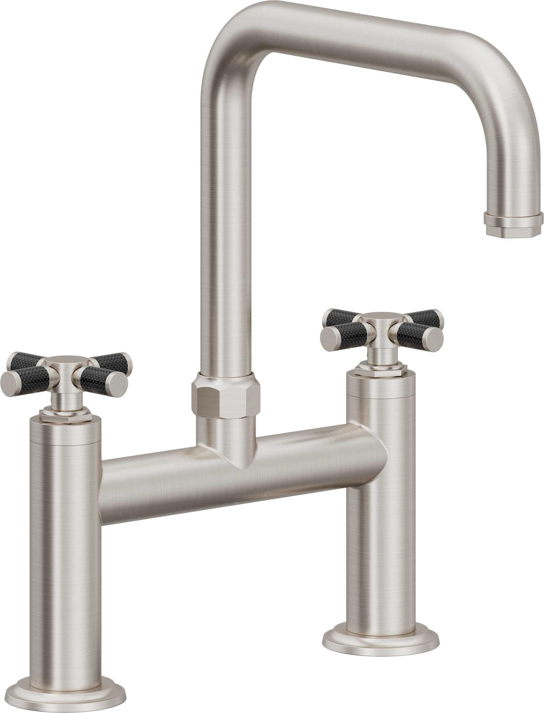 California Faucets Descanso Llave de Cocina Tipo Puente Industrial - Pico Cuadrado - Acero Inoxidable Ultra