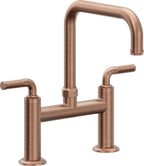 California Faucets Descanso Llave de Cocina Tipo Puente Industrial - Pico Cuadrado - Cobre Antiguo Mate
