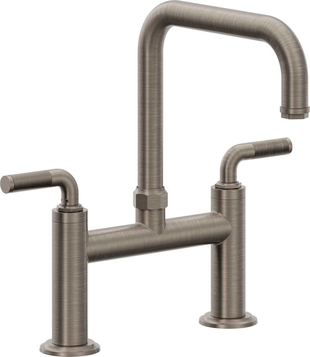 California Faucets Descanso Llave de Cocina Tipo Puente Industrial - Pico Cuadrado - Níquel Antiguo Mate